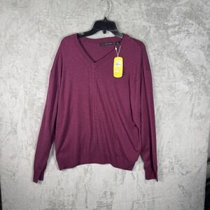 Greg‎ Norman Mens 2XL Sweater Golf  Long Sleeve Merino Wool Business V-Neck